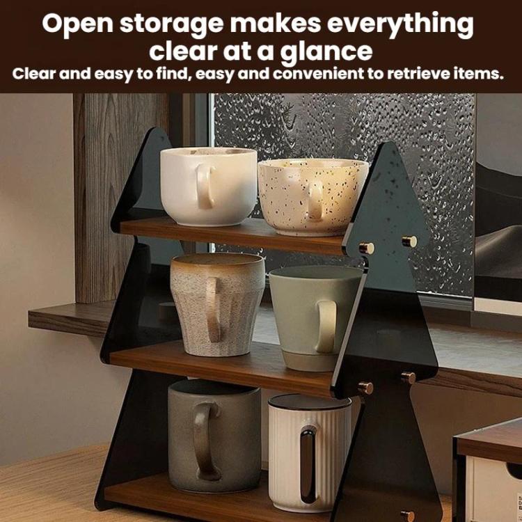 Household Double-Layer Cup Storage Shelf Coffee Cup Shelf For Water Bar, Style: Pine Tree Transparent