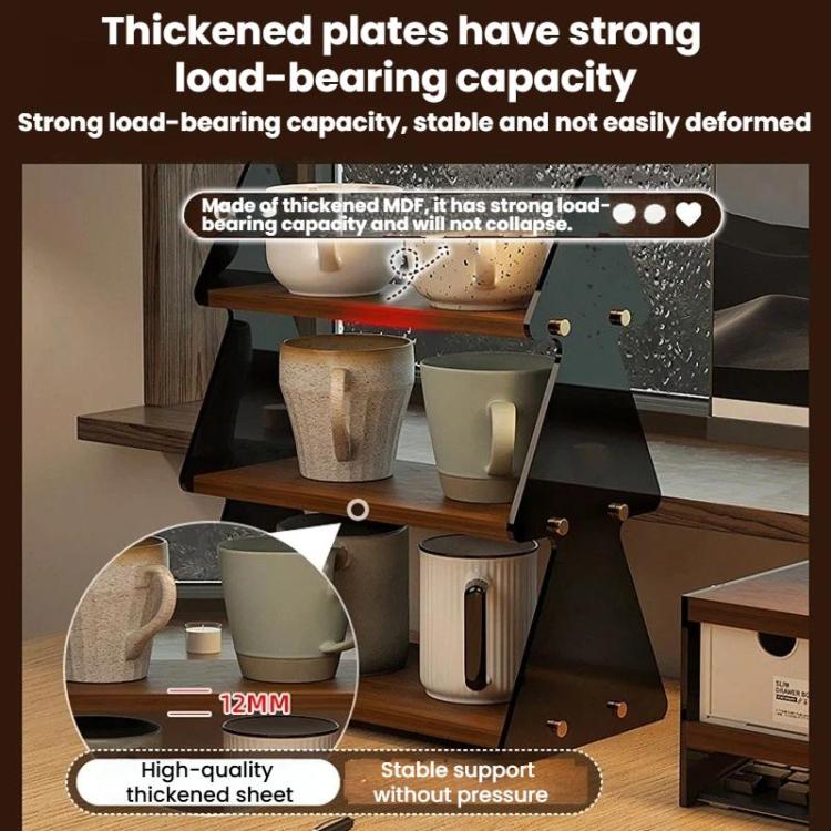 Household Double-Layer Cup Storage Shelf Coffee Cup Shelf For Water Bar, Style: Pine Tree Black