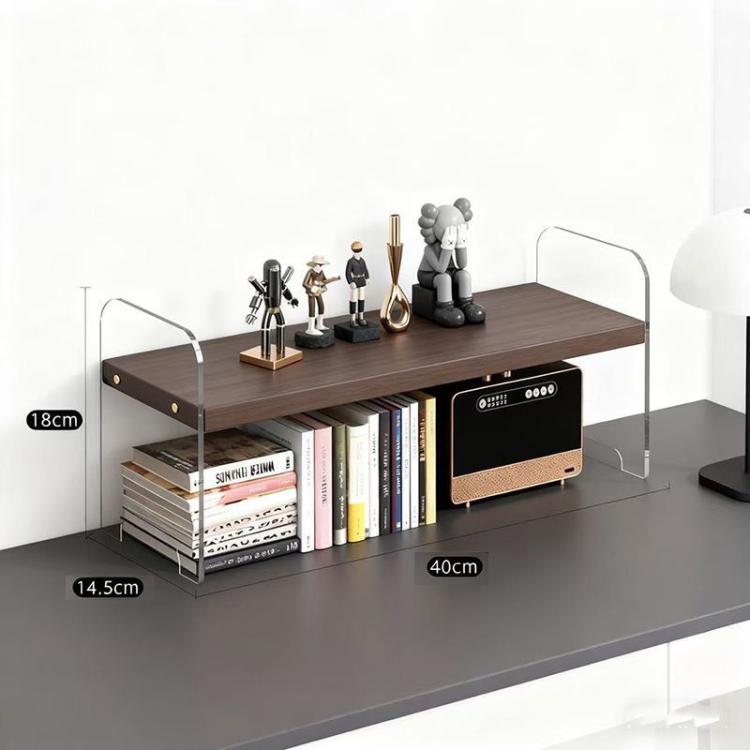 Desktop Storage Shelf Cup Holder & Desktop Cosmetic Organizer Box, Spec: Single 40cm Walnut Wood