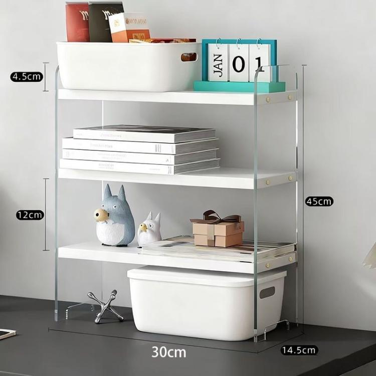 Desktop Storage Shelf Cup Holder & Desktop Cosmetic Organizer Box, Spec: 3-layers 30cm White