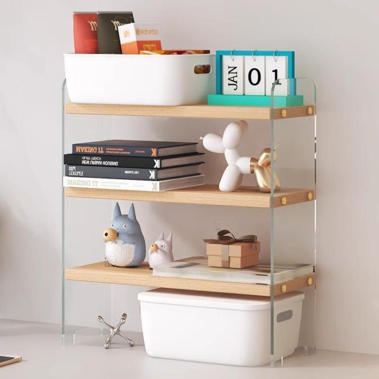 Desktop Storage Shelf Cup Holder & Desktop Cosmetic Organizer Box, Spec: Single 30cm Walnut Wood
