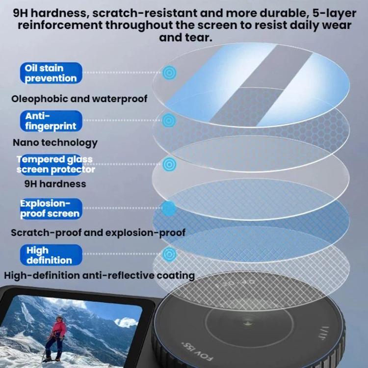 For DJI Osmo Action 6 Flymile Camera Lens HD Tempered Glass Screen Protector - AC6023