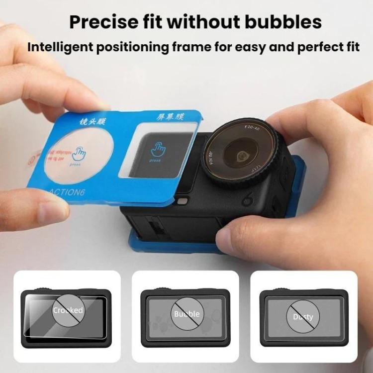 For DJI Osmo Action 6 Flymile Camera Lens HD Tempered Glass Screen Protector - AC6023