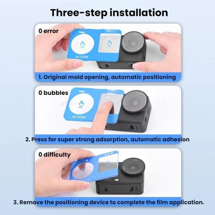 For DJI Osmo Action 6 Flymile Camera Lens HD Tempered Glass Screen Protector - AC6023