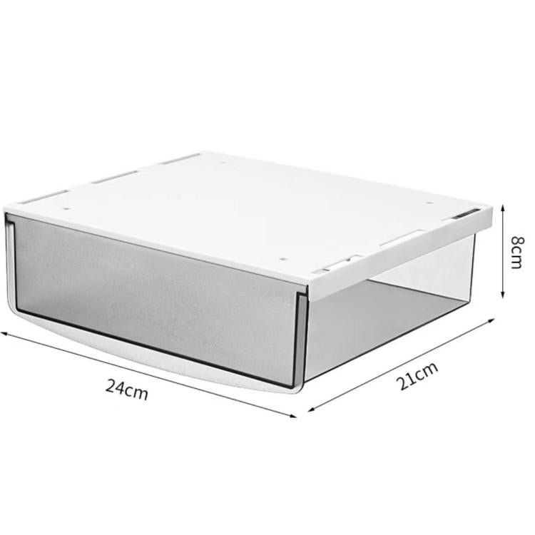 Hidden Under-Desk Drawer Storage Box Drill-Free Organizer Box, Spec: Matte Black Large