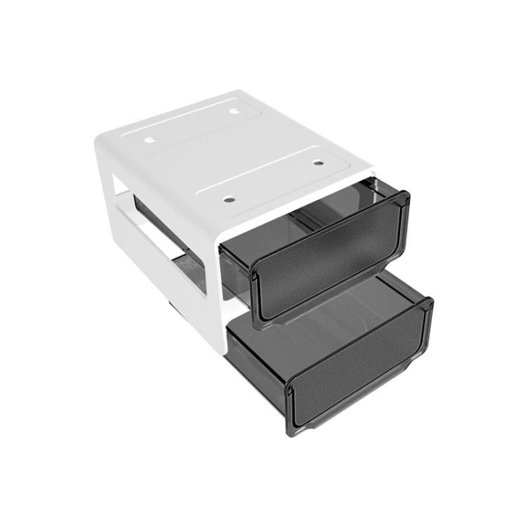 Hidden Under-Desk Drawer Storage Box Drill-Free Organizer Box, Spec: 2-layers Black Small