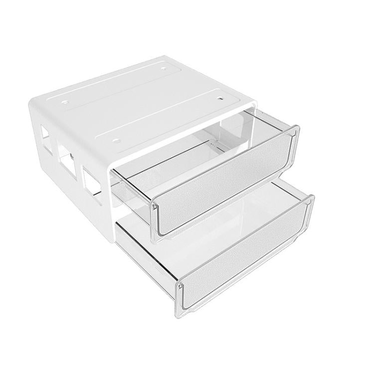 Hidden Under-Desk Drawer Storage Box Drill-Free Organizer Box, Spec: 2-layers Transparent Large
