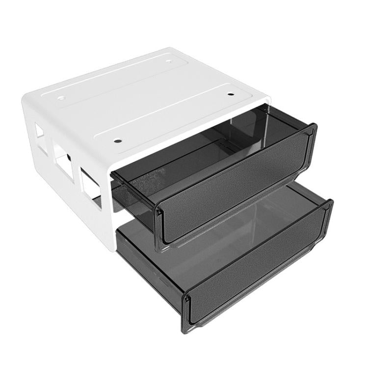 Hidden Under-Desk Drawer Storage Box Drill-Free Organizer Box, Spec: 2-layers Black Large