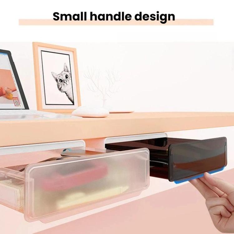 Hidden Under-Desk Drawer Storage Box Drill-Free Organizer Box, Spec: Matte Transparent Medium