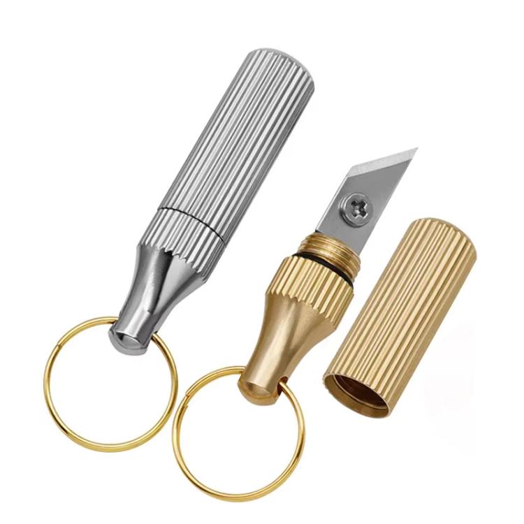 2pcs Capsule Engraving Knife Mini Portable Keychain Brass Small Engraving Knife - Gold+Silver