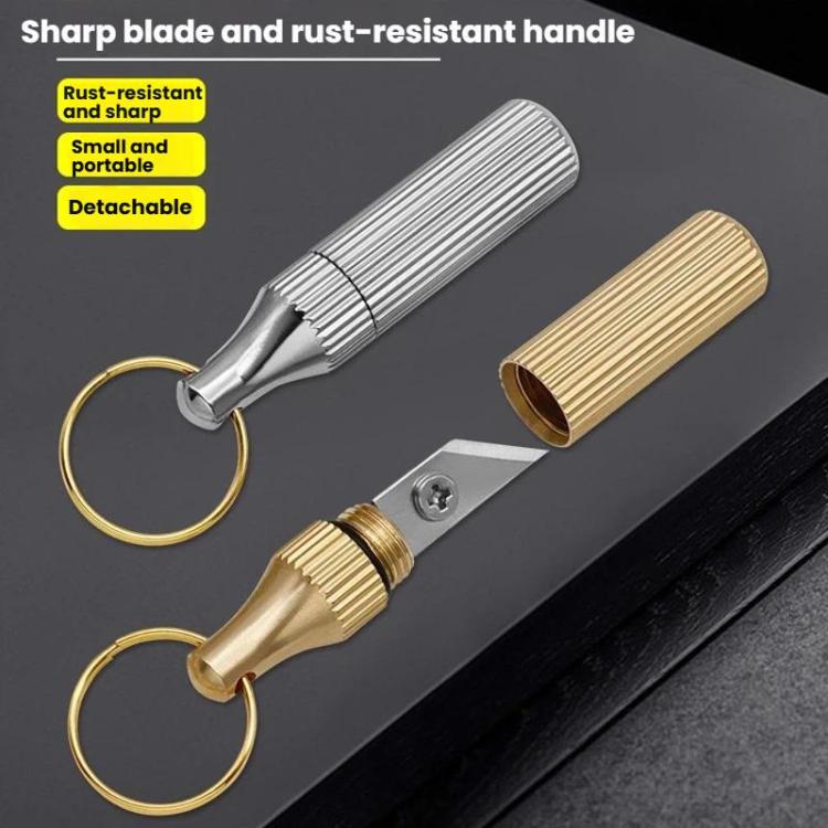 2pcs Capsule Engraving Knife Mini Portable Keychain Brass Small Engraving Knife - Gold+Silver