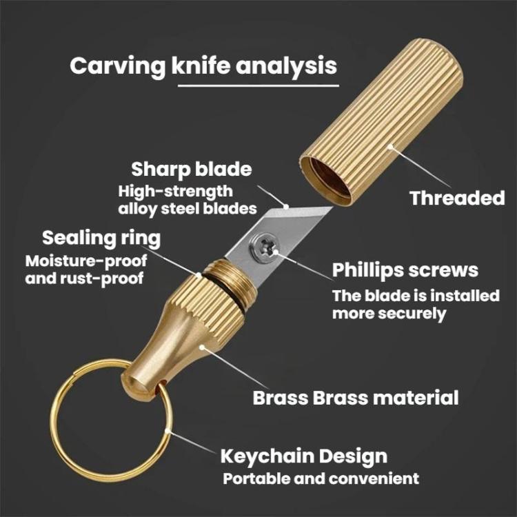 2pcs Capsule Engraving Knife Mini Portable Keychain Brass Small Engraving Knife - Gold+Silver