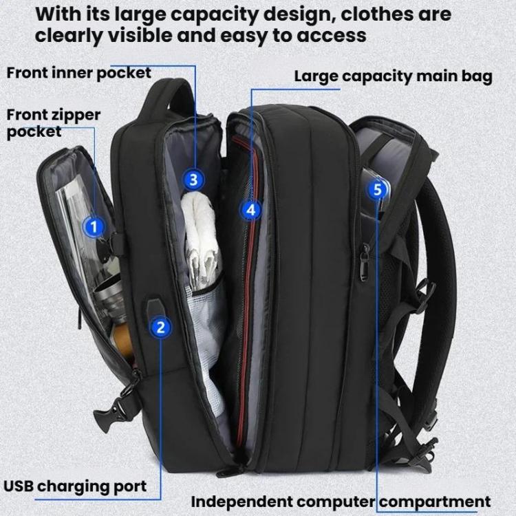 KINGSGEAR Commuting Business Traveling Backpack Large Capacity Luggage Computer Bag - Black