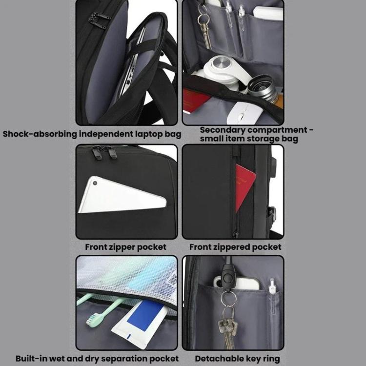 KINGSGEAR Commuting Business Traveling Backpack Large Capacity Luggage Computer Bag - Black