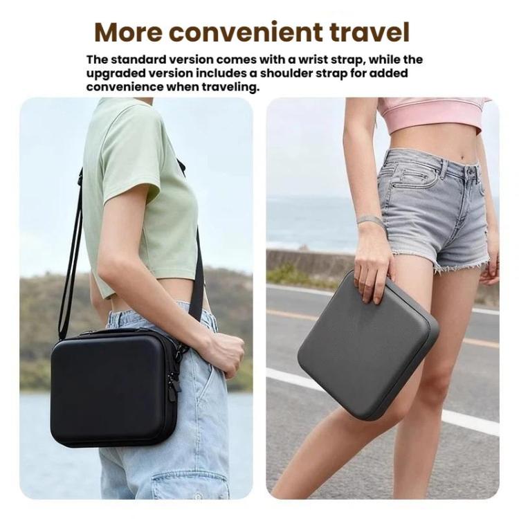 For DJI Osmo Action 6 Adventure Combo Carrying Case Shock-Absorbing EVA+PU Storage Bag Shoulder Strap Black