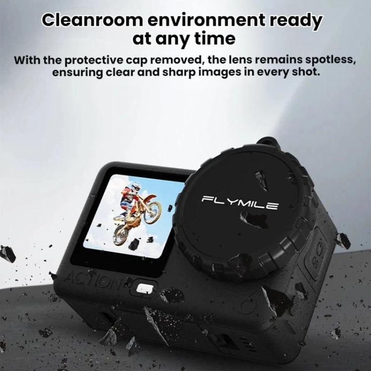 For DJI Osmo Action 6 Flymile Dustproof Protective Silicone Lens Cap - Black