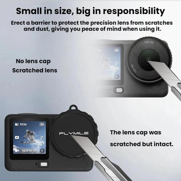 For DJI Osmo Action 6 Flymile Dustproof Protective Silicone Lens Cap - Black