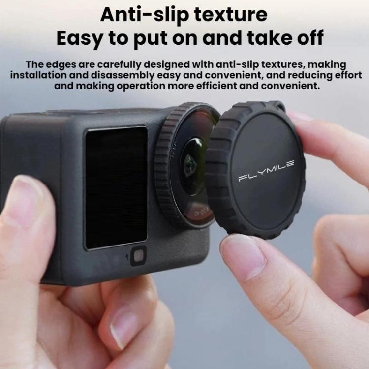 For DJI Osmo Action 6 Flymile Dustproof Protective Silicone Lens Cap - Black