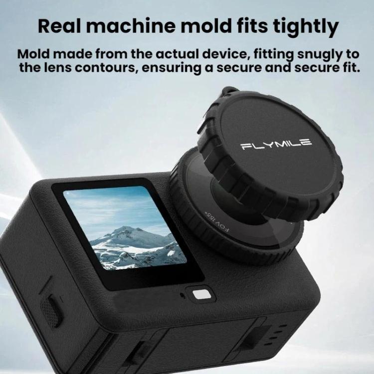 For DJI Osmo Action 6 Flymile Dustproof Protective Silicone Lens Cap - Black