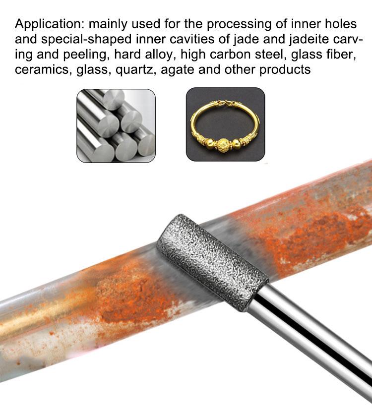 20pcs /Pack 6mm Shank Diamond Grinding Heads Jade Carving Tools Grinding Needles Diamond Grinding Rods, Spec: 120 Mesh