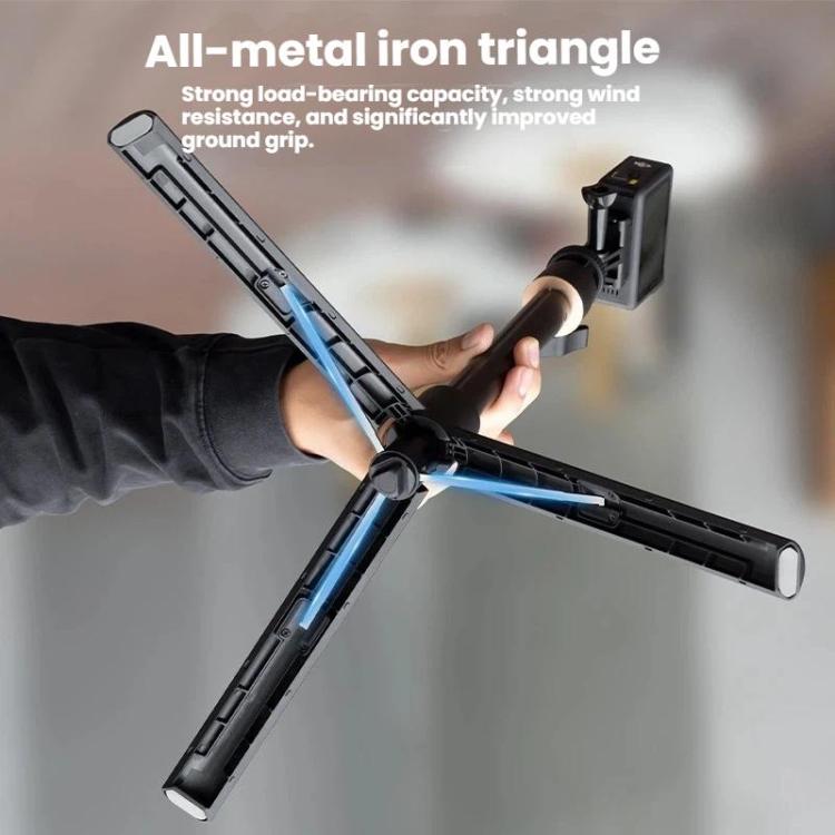 1.2m Extendable Selfie Stick Tripod For Action Cameras With Ball Head 360-Degree Rotatable - Black