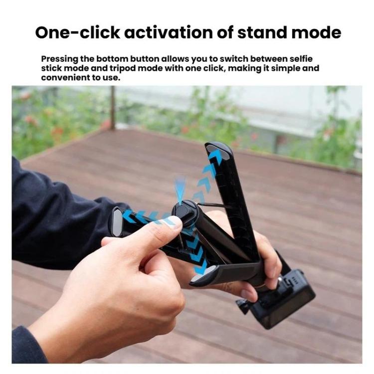 1.2m Extendable Selfie Stick Tripod For Action Cameras With Ball Head 360-Degree Rotatable - Black