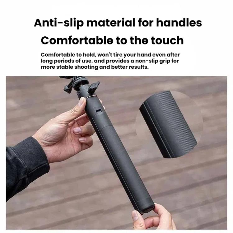 1.2m Extendable Selfie Stick Tripod For Action Cameras With Ball Head 360-Degree Rotatable - Black