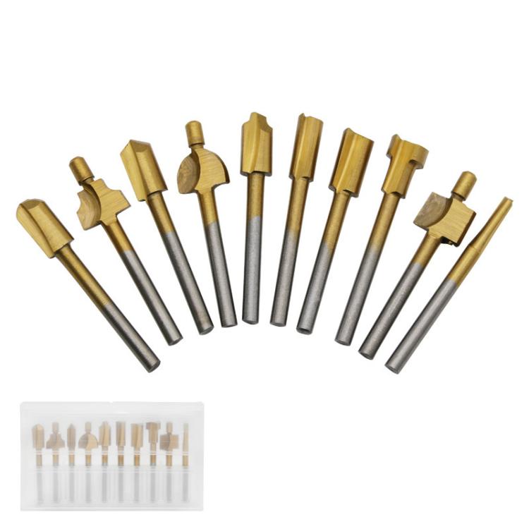 10pcs /Box Slotting Cutter Titanium Plated Sharpening Knife Woodworking Trimmer, Spec: High Speed Steel