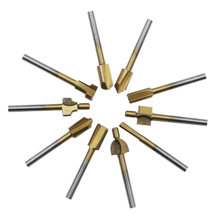 10pcs /Box Slotting Cutter Titanium Plated Sharpening Knife Woodworking Trimmer, Spec: High Speed Steel