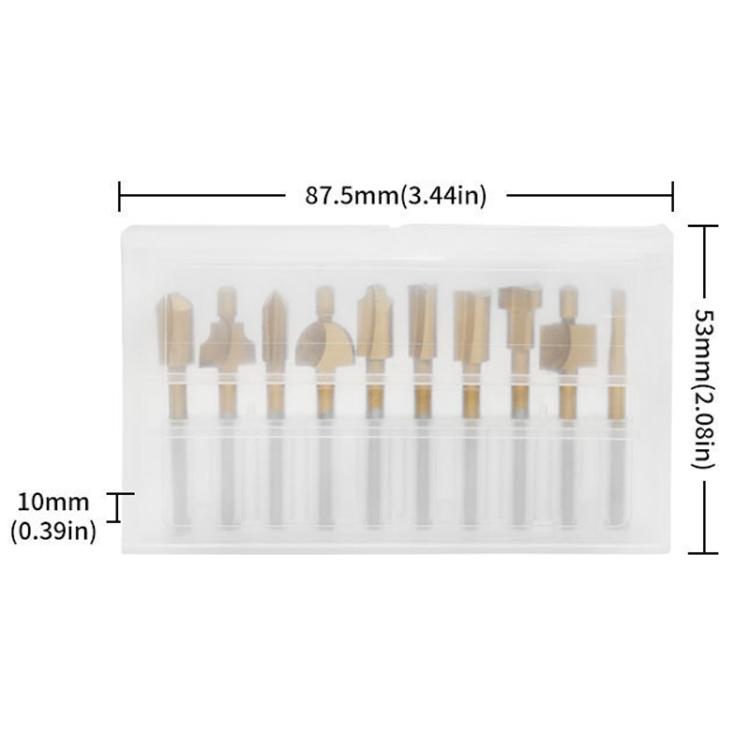 10pcs /Box Slotting Cutter Titanium Plated Sharpening Knife Woodworking Trimmer, Spec: Bearing Steel