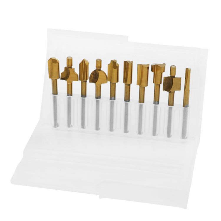 10pcs /Box Slotting Cutter Titanium Plated Sharpening Knife Woodworking Trimmer, Spec: High Speed Steel