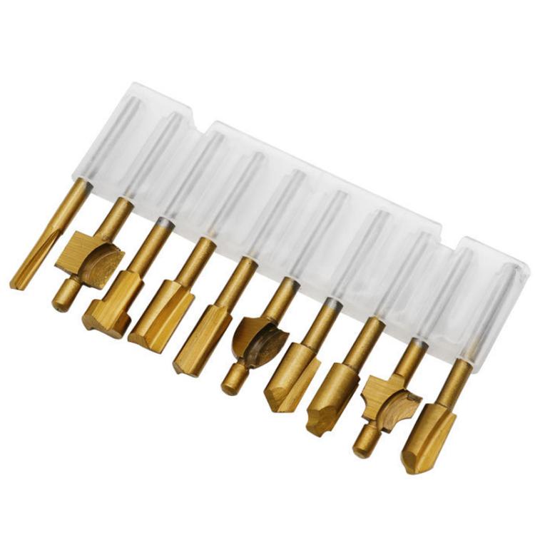 10pcs /Box Slotting Cutter Titanium Plated Sharpening Knife Woodworking Trimmer, Spec: Bearing Steel