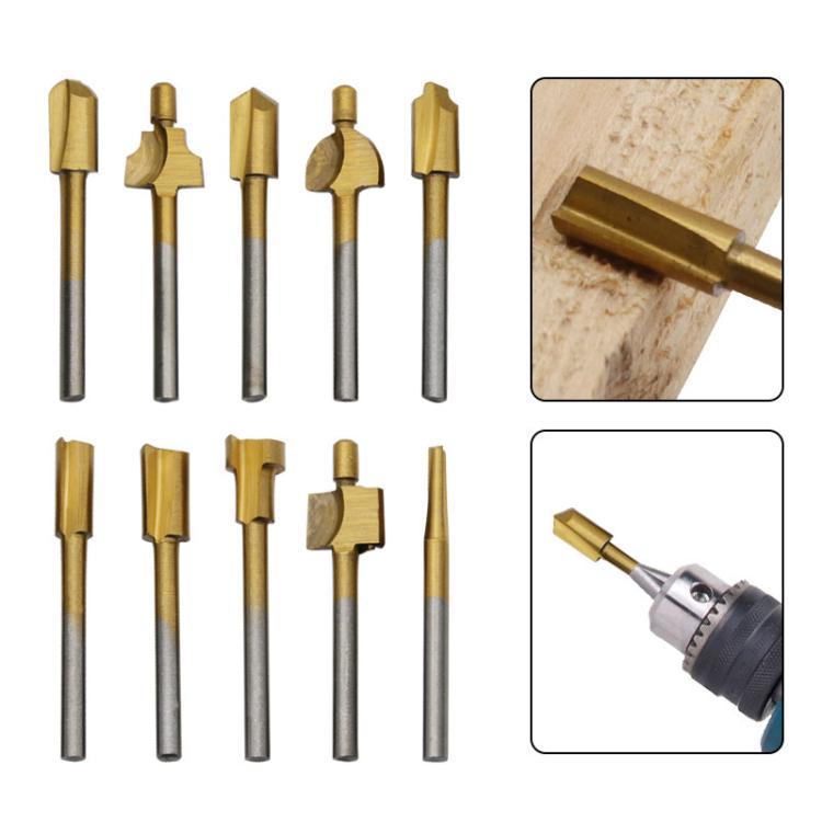 10pcs /Box Slotting Cutter Titanium Plated Sharpening Knife Woodworking Trimmer, Spec: Bearing Steel