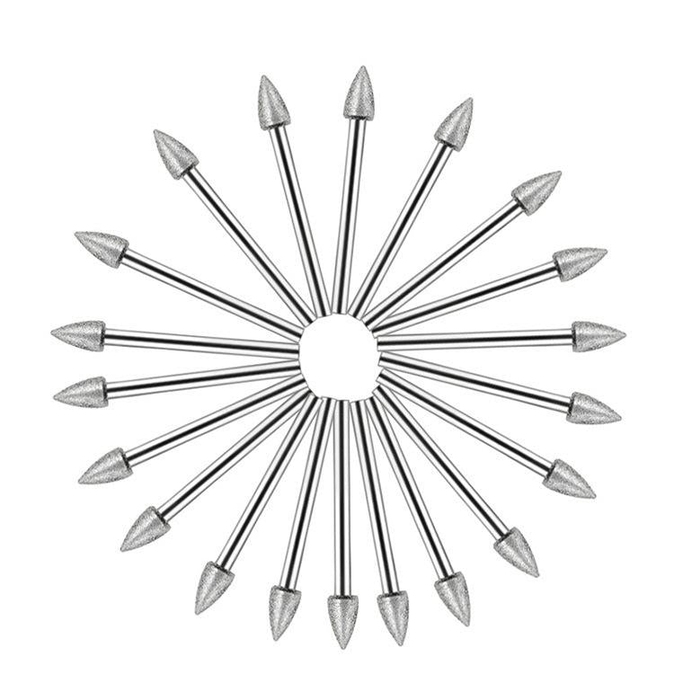 20pcs /Pack 120 Mesh Pointed Diamond Grinding Head Diamond Fine Sanding Rod Jade Engraving Grinding Heads