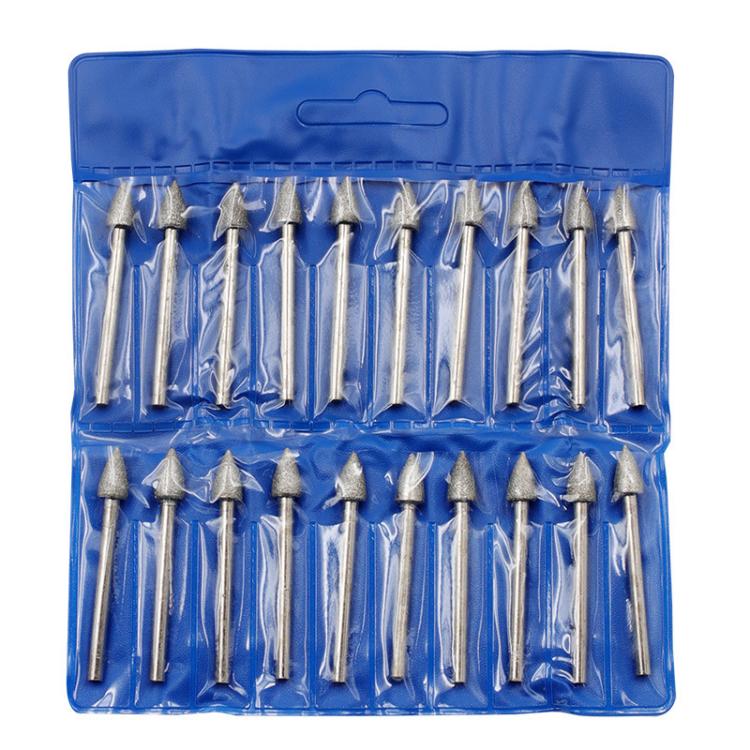 20pcs /Pack 120 Mesh Pointed Diamond Grinding Head Diamond Fine Sanding Rod Jade Engraving Grinding Heads