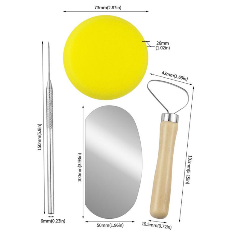 8pcs /Set Wooden Pottery Clay Carving Tools DIY Clay Tools Set - Original Wooden Color