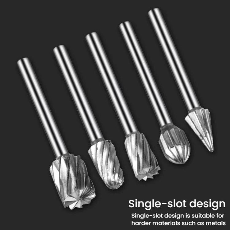 10pcs /Box HSS Rotary File Woodworking Tools Root Carving File - Silver Yellow Box