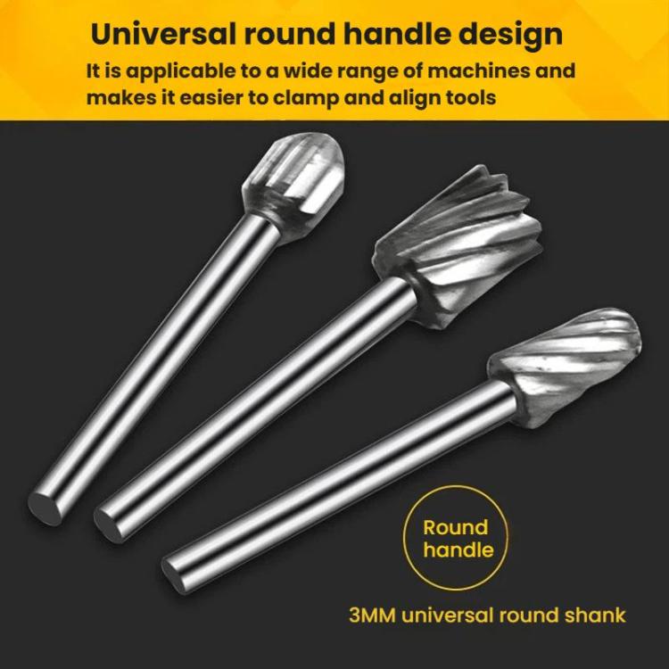 10pcs /Box HSS Rotary File Woodworking Tools Root Carving File - Silver Yellow Box