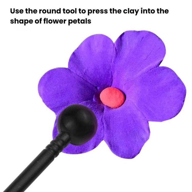 3sets Soft Pottery Clay Indentation Sculpting Pen DIY Baking Flipper Stick Pottery Clay Flower Modeling Tool