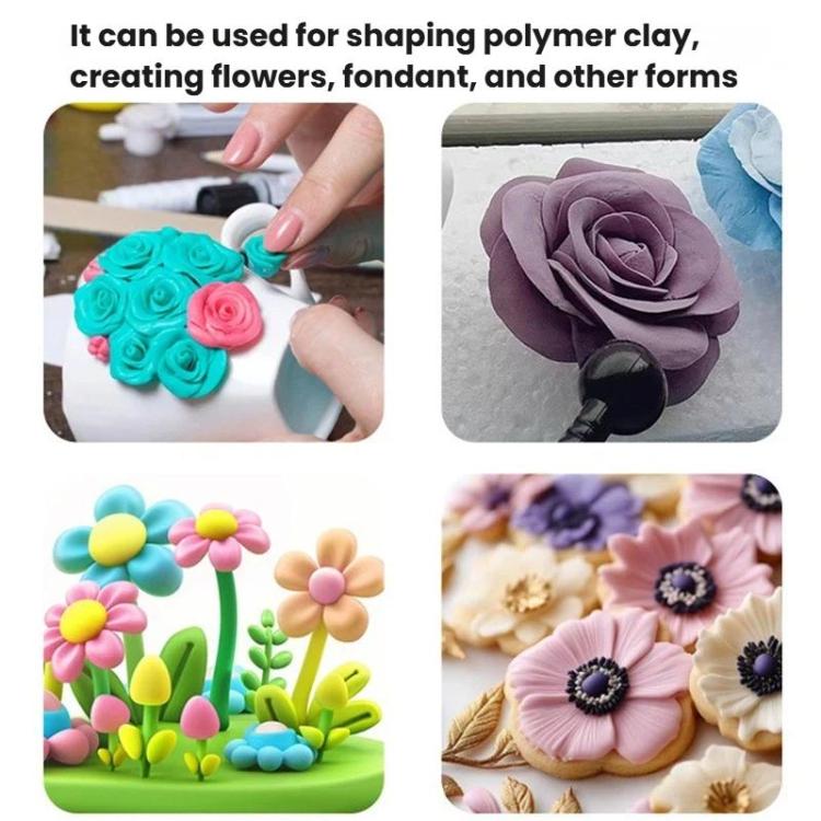 3sets Soft Pottery Clay Indentation Sculpting Pen DIY Baking Flipper Stick Pottery Clay Flower Modeling Tool
