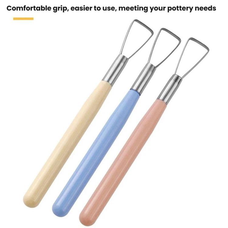 3pcs Pottery Clay Handmade Pottery Sculpting Tools Plastic Clay Embossing Tools - Blue+Pink+Beige
