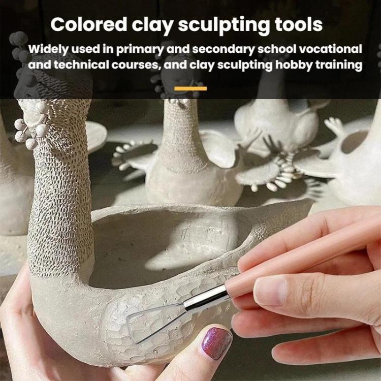 3pcs Pottery Clay Handmade Pottery Sculpting Tools Plastic Clay Embossing Tools - Blue+Pink+Beige