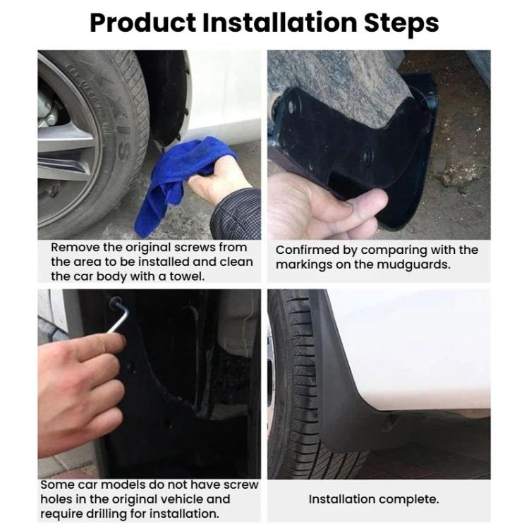For Homda Fit Jazz 2018-2020 4pcs Car Soft Mud Flaps - Black