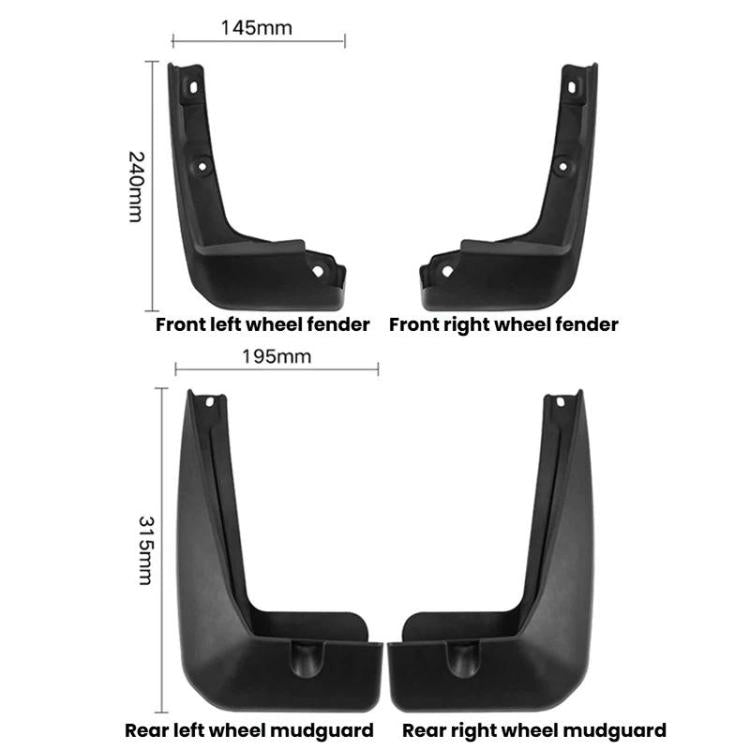 For Homda Fit Jazz 2018-2020 4pcs Car Soft Mud Flaps - Black