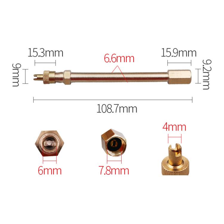 Valve Extender For Balance Scooter & Bicycle Pure Copper Inflation Nozzle For Tubeless Tires, Size: 10.87cm