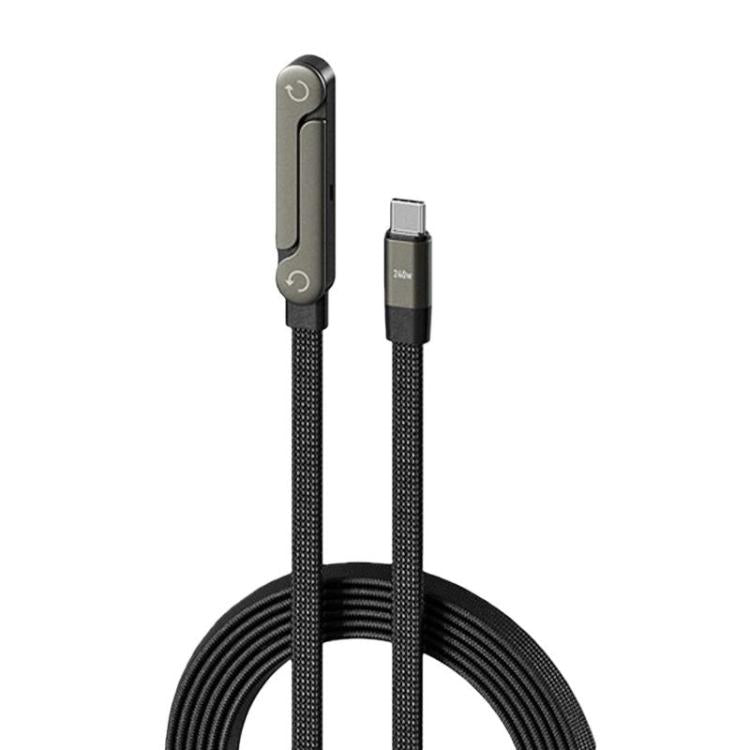240W Type-C To Type-C 1.5m Data Cable With Foldable Stand Fast-Charging Braided Charging Cable