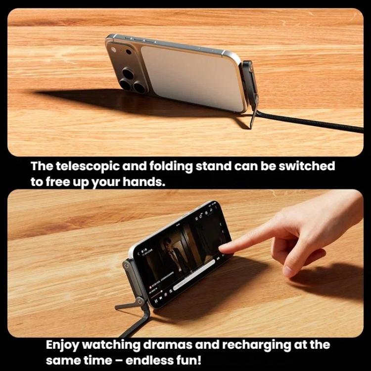 240W Type-C To Type-C 1.5m Data Cable With Foldable Stand Fast-Charging Braided Charging Cable