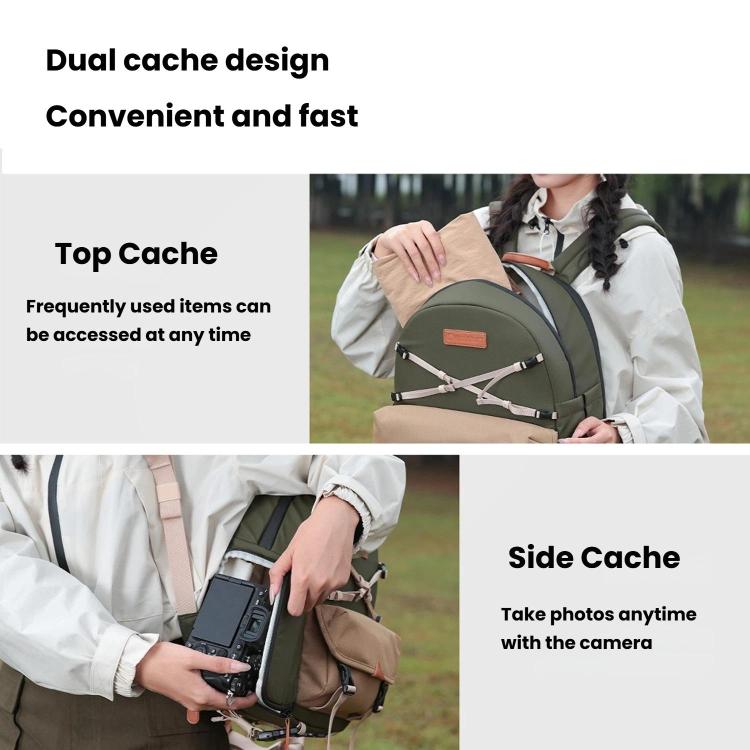 Cwatcun D249 Casual Shoulder Camera Bag Decompressorized Quick Access DSLR Storage Bag, Color: Medium Army Green