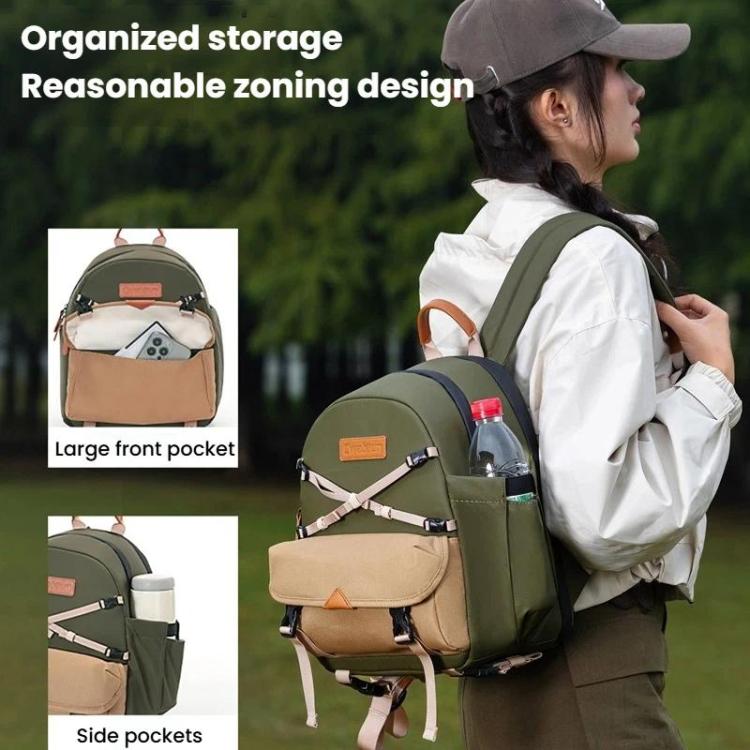 Cwatcun D249 Casual Shoulder Camera Bag Decompressorized Quick Access DSLR Storage Bag, Color: Medium Army Green