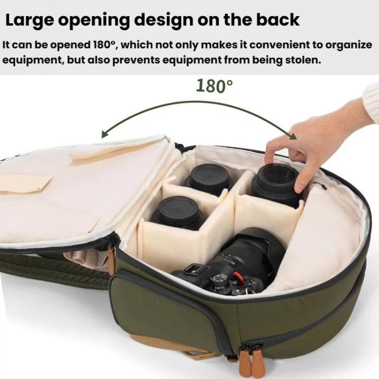Cwatcun D249 Casual Shoulder Camera Bag Decompressorized Quick Access DSLR Storage Bag, Color: Medium Army Green